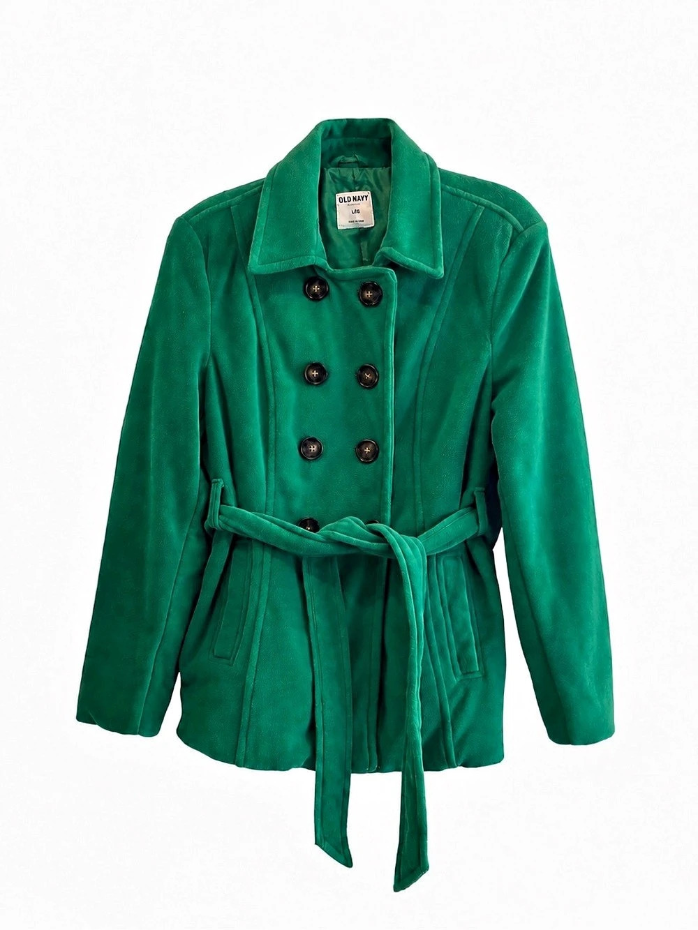 Old Navy Green Belted Double Breasted Peacoat Jacket Large
